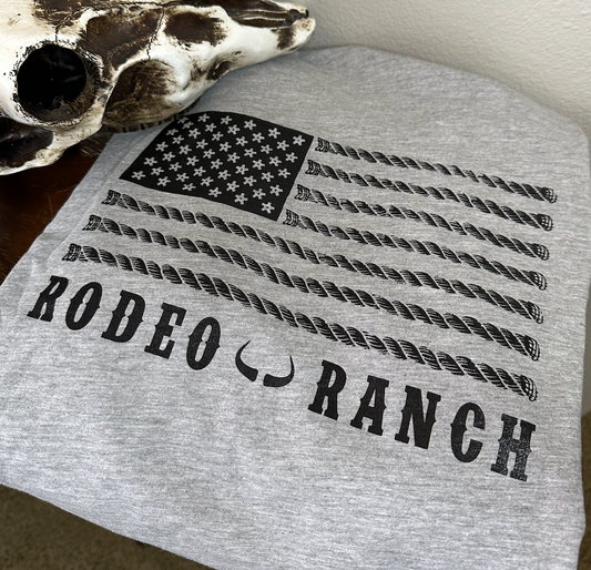 mens american flag rodeo ranch tee